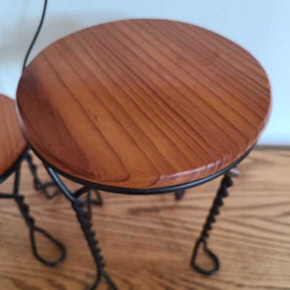 VTG Doll Furniture Wood & Twisted Metal Ice Cream Parlor Bistro Chair and Table - Picture 7 of 16
